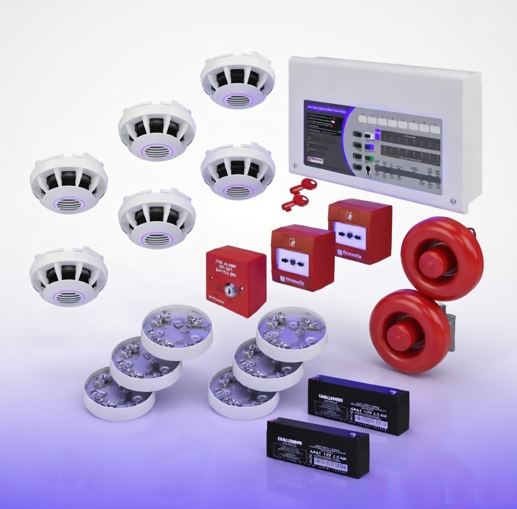 Fire alarm system installation and wiring on site